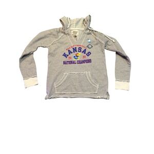 Blue 84 Kansas Jayhawks Basketball National Champions Striped Hoodie Mens S